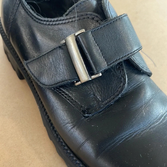 Vintage 90s Aposthrophe Black Leather Chucky Shoes with buckle size 6.5 - Picture 11 of 16